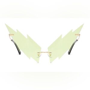 Rimless Zigzag Sunglasses in Light Green - Unbranded